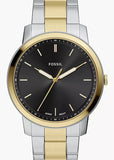 FOSSIL MINIMALIST BLACK DIAL TWO-TONE BRACELET FS6182