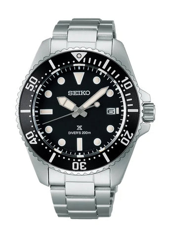 SEIKO PROSPEX SOLAR DIVERS BLACK DIAL STAINLESS BRACELET SNE597P