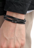 FOSSIL JEWELLERY LEATHER BLACK MULTI STRAND BRAIDED BRACELET JF03098001