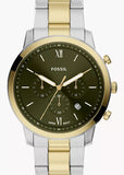 FOSSIL NEUTRA CHRONOGRAPH OLIVE GREEN DIAL TWO-TONE BRACELET FS6189