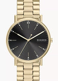 SKAGEN SIGNATUR BLACK SUNRAY DIAL GOLD  BRACELET SKW6957