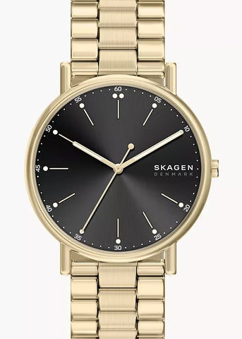 SKAGEN SIGNATUR BLACK SUNRAY DIAL GOLD  BRACELET SKW6957
