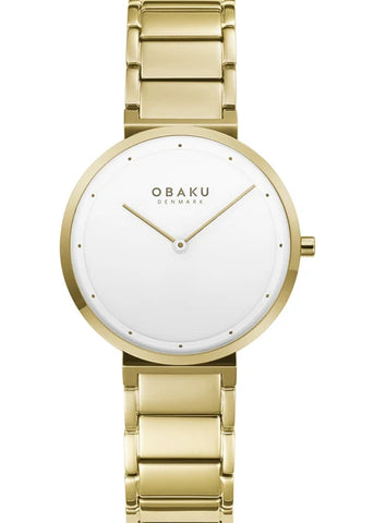 OBAKU KLIP LILLE-CIDER GOLD BRACELET WHITE DIAL V258LXGISG