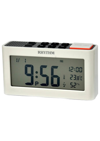 RHYTHM DIGITAL AUTO NIGHT LIGHT ALARM CLOCK WHITE PLASTIC LCT101NR03