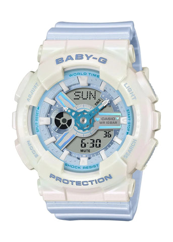 CASIO BABY-G ANALOGUE / DIGITAL PASTEL BLUE RESIN BAND BA110PD-2A