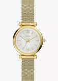 FOSSIL CARLIE MOTHER OF PEARL DIAL YELLOW GOLD MESH BAND ES5462