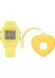 CASIO BABY-G DIGITAL SQUARE YELLOW RESIN BAND & HEART HOLDER BGD10KH-9D