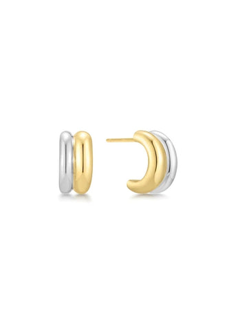 ANIA HAIE TRAILBLAZER TWO-TONE DOUBLE HUGGIE EARRINGS E067-05T