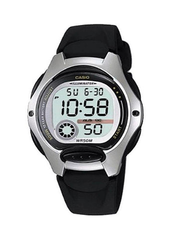 CASIO DIGITAL SILVER BLACK RESIN BAND LW200-1A
