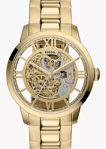 FOSSIL TOWNSMAN AUTOMATIC GOLD SKELETON GOLD BRACELET ME3280