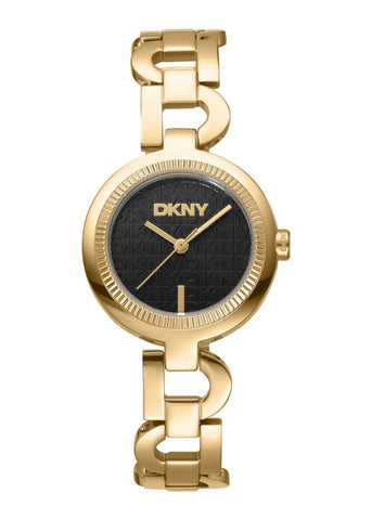 DKNY OPEN LINK BLACK DIAL GOLD BRACELET DK1L162M0045
