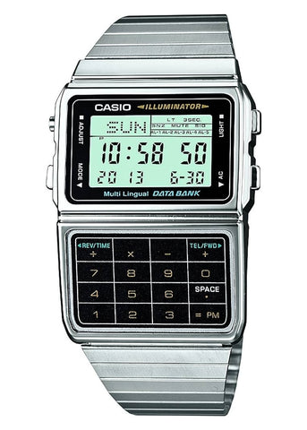 CASIO CLASSIC DATABANK CALCULATOR STAINLESS STEEL BAND DBC611-1D