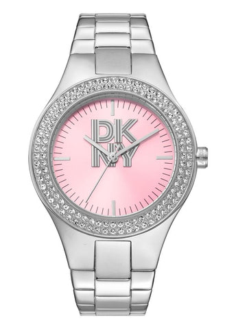 DKNY PARSONS GLITZ ROSE PINK DIAL STAINLESS STEEL BRACELET DK1L025M0025