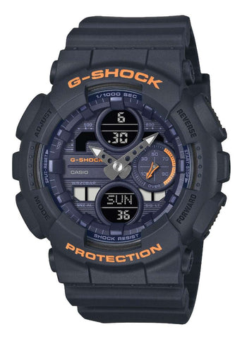 CASIO G-SHOCK DUO S SERIES ORANGE ACCENTS BLUE RESIN BAND GMAS140-2A2