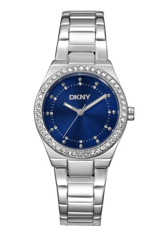 DKNY EVENING CRYSTAL SET BLUE DIAL STAINLESS STEEL BRACELET DK1L100M0055