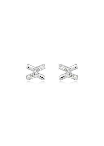 ANIA HAIE DUSK DIVAS SILVER CROSS CZ STUD EARRINGS E061-01H