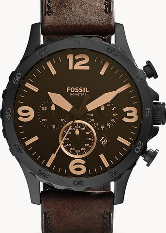 FOSSIL NATE CHRONOGRAPH BROWN LEATHER BAND JR1487