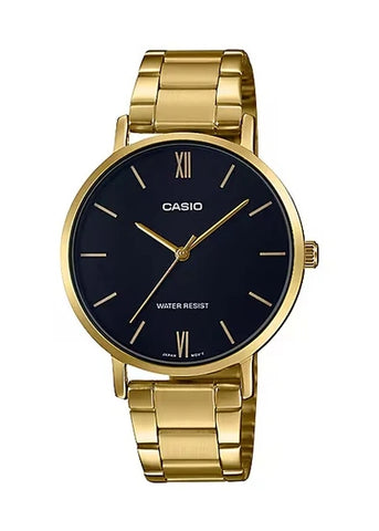 CASIO ANALOGUE BLACK DIAL GOLD BRACELET LTPVT01G-1B