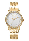 DKNY ASTORIA GLITZ CRYSTAL SET SILVER DIAL GOLD BRACELET DK1L065M0045