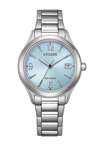 CITIZEN LADIES ECO-DRIVE BLUE DIAL STAINLESS STEEL BRACELET FE6121-67L