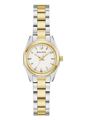 BULOVA LADIES SURVEYOR MINI WHITE DIAL TWO-TONE BRACELET 98L331