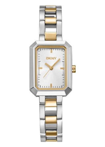 DKNY UPTOWN RECTANGULAR SILVER DIAL TWO-TONE BRACELET DK1L009M0035