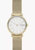 SKAGEN SIGNATUR LILLE WHITE DIAL SLIM GOLD MESH BRACELET SKW2693