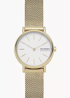 SKAGEN SIGNATUR LILLE WHITE DIAL SLIM GOLD MESH BRACELET SKW2693