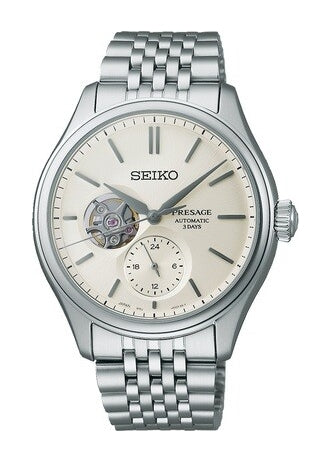 SEIKO PRESAGE AUTOMATIC OPEN HEART OFF WHITE DIAL STAINLESS SPB469J