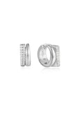 ANIA HAIE SILVER PAVE DOUBLE HUGGIE HOOP EARRINGS E051-04H