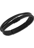 FOSSIL JEWELLERY LEATHER BLACK MULTI STRAND BRAIDED BRACELET JF03098001