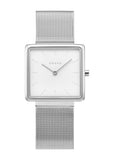 OBAKU KVADRAT-STAINLESS STEEL MESH BRACELET WHITE DIAL V236LXCIMC