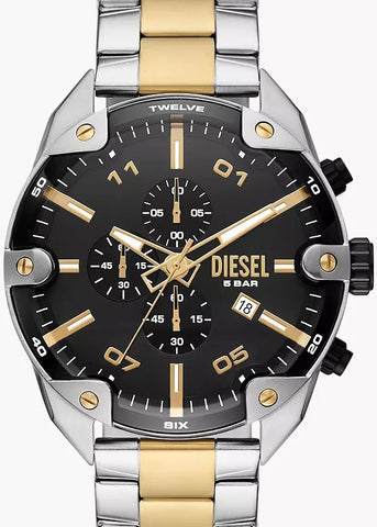 DIESEL SPIKED CHRONOGRAPH BLACK DIAL TWO-TONE BRACELET DZ4627