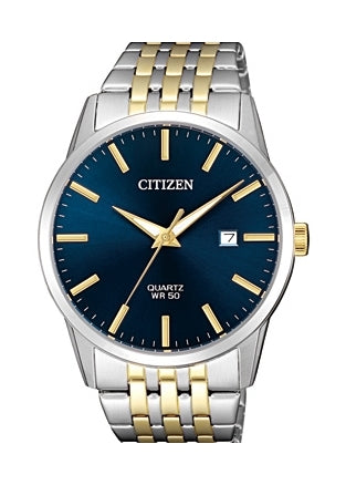 CITIZEN QUARTZ GENTS BLUE DIAL TWO-TONE BRACELET BI5006-81L
