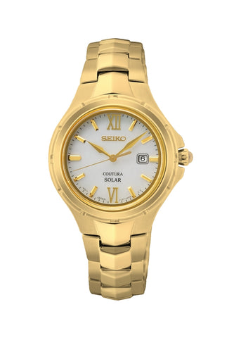 SEIKO LADIES COUTURA SOLAR PEARL DIAL GOLD CASE & BRACELET SUT432P