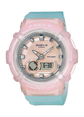 CASIO BABY-G ANALOGUE/ DIGITAL COASTAL PINK BLUE TRANSPARENT BGA280-4A3