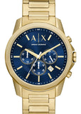 ARMANI EXCHANGE BANKS BLUE DIAL GOLD BOX SET GOLD BRACELET AX7151SET