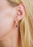 GEORGINI WISTERIA DUO PEAR EARRINGS AMETHYST CZ GOLD IE1216GA