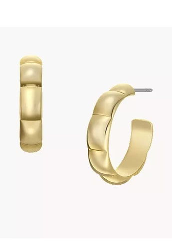 FOSSIL JEWELLERY BRASS GOLD HOOP EARRINGS JOA00874710