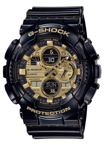 CASIO G-SHOCK ANALOGUE / DIGITAL GOLD DIAL BLACK RESIN GA140GB-1A1