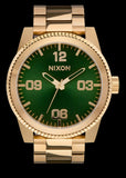 NIXON CORPORAL ALL GOLD GREEN SUNRAY DIAL FLUTED BEZEL A346 2691-00
