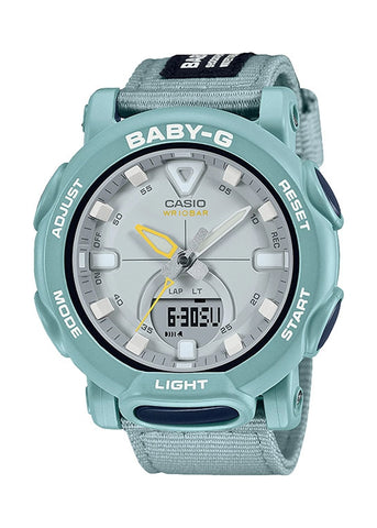 CASIO BABY-G DUO GREY DIAL SOFT BLUE FABRIC BAND BGA310C-3A