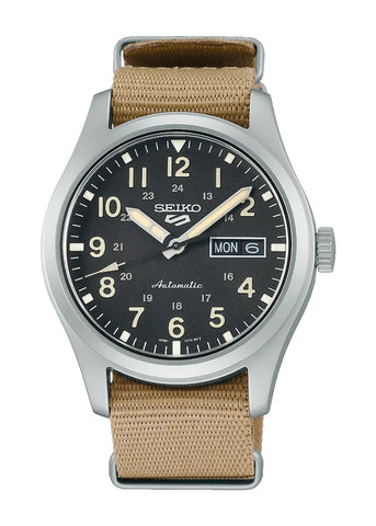 SEIKO 5 SPORTS STYLE FIELD SERIES AUTOMATIC BEIGE NATO BAND SRPG35K