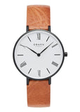 OBAKU FOLIE LILLE-TAWNY BROWN LEATHER BAND WHITE DIAL V283LXBWRZ-DIB