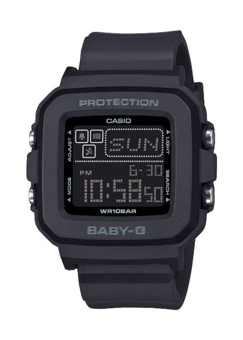 CASIO BABY-G DIGITAL SQUARE BLACK DIAL BLACK RESIN BAND BGD10-1D