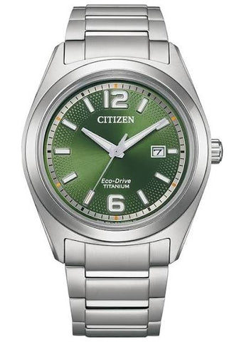 CITIZEN ECO-DRIVE TITANIUM CASE & BRACELET GREEN DIAL AW1641-81X