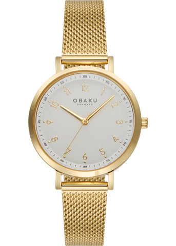OBAKU DUGFRISK GOLD MESH BRACELET SILVER DIAL V325LXGWMG
