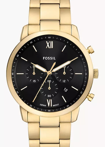 FOSSIL NEUTRA CHRONOGRAPH BLACK DIAL GOLD BRACELET FS6093