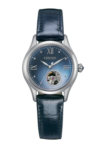 CITIZEN LADIES AUTOMATIC BLUE MOTHER OF PEARL DIAL LEATHER PR1041-18N