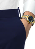 TISSOT SWISS PR100 CHRONOGRAPH T-CLASSIC BLUE DIAL TWO-TONE T150-417-22-041-00